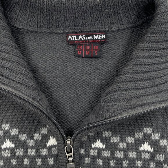 Atlas Wolf Norwegian Wool Blend Men's Medium 1/4 Zip Icelandic Ski Sweater - Picture 4 of 11